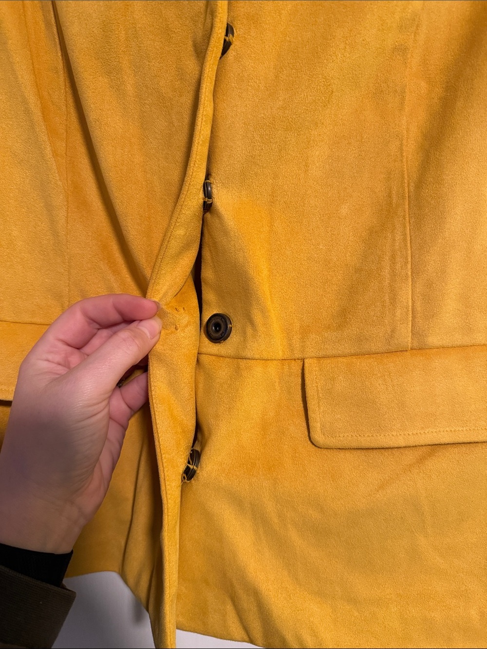 Chico’s Mustard Yellow Faux Suede Jacket - Picture 5 of 7